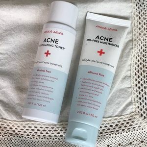 Peach slices acne Exfoliating toner oil free moisturizer salicylicacid treatment